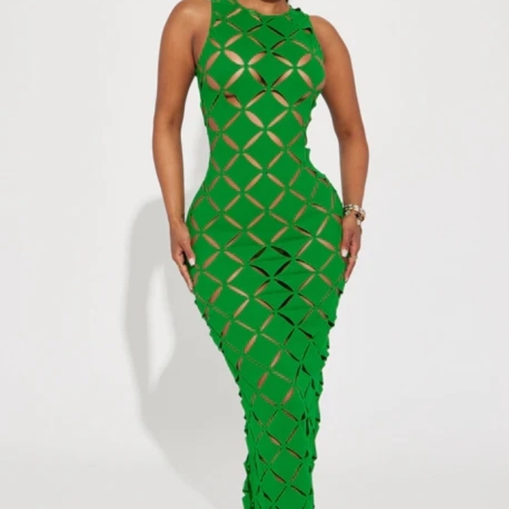Elegant Green Cutout Dress